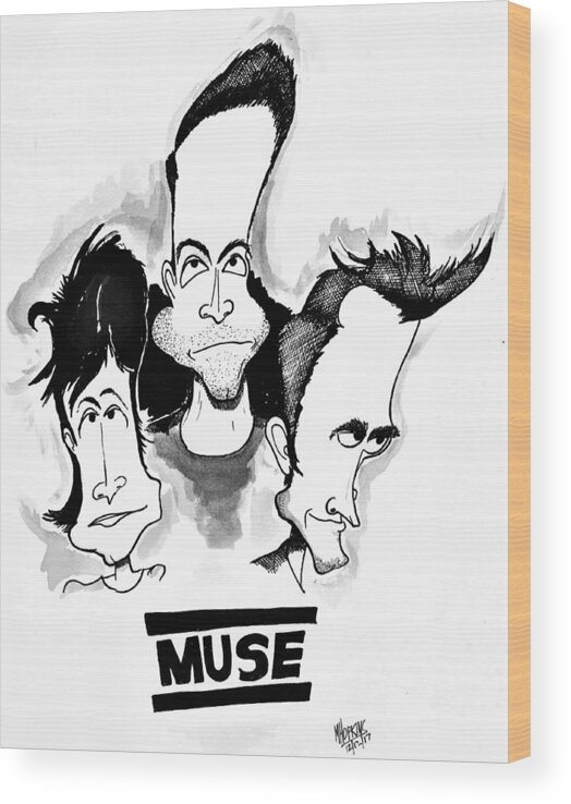 Muse Wood Print featuring the drawing Muse by Michael Hopkins