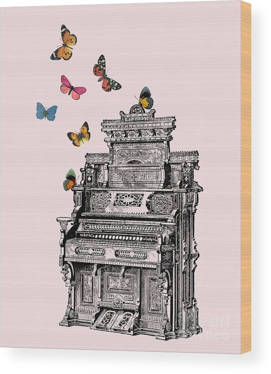 Organ Wood Print featuring the digital art Music Organ Decor by Madame Memento
