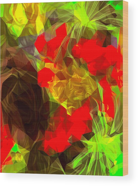 Digital Art Abstract Wood Print featuring the digital art My Best Red Showing by Gayle Price Thomas
