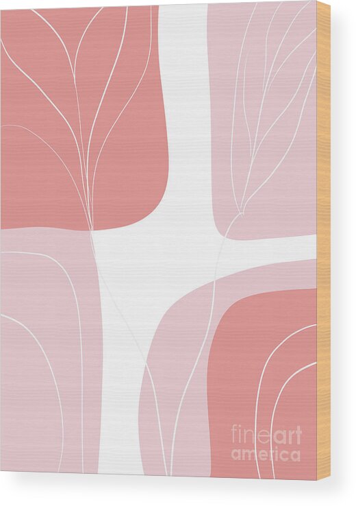 Nature Wood Print featuring the mixed media Naturelle Flower Shapes #1 #minimal #wall #decor #art by Anitas and Bellas Art