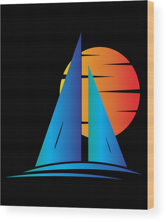 Cool Wood Print featuring the digital art Nautical Sailboat Sailing by Flippin Sweet Gear
