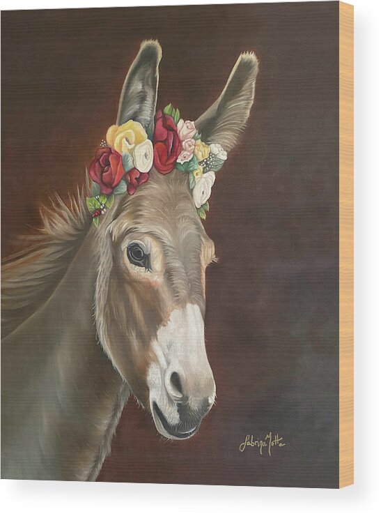 Flower Crown Wood Print featuring the painting Nick Bottom by Sabrina Motta