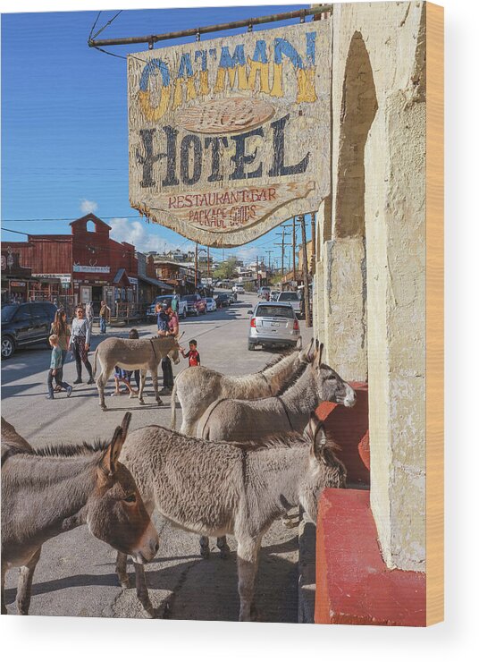 Oatman Wood Print featuring the photograph Oatman Hotel Check In, Arizona by Don Schimmel