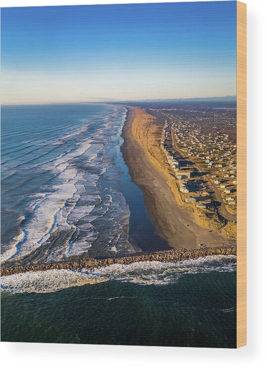 Drone Wood Print featuring the photograph Ocean Shores by Clinton Ward
