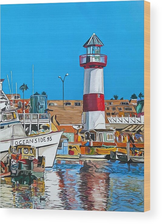 Oceanside Wood Print featuring the painting Oceanside Harbor by Sergio Gutierrez