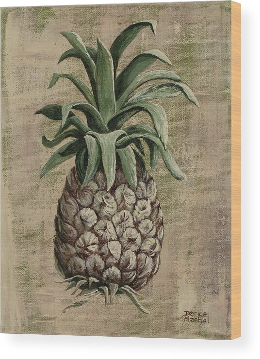 Pineapple Wood Print featuring the painting Old Fashion Pineapple 1 by Darice Machel McGuire
