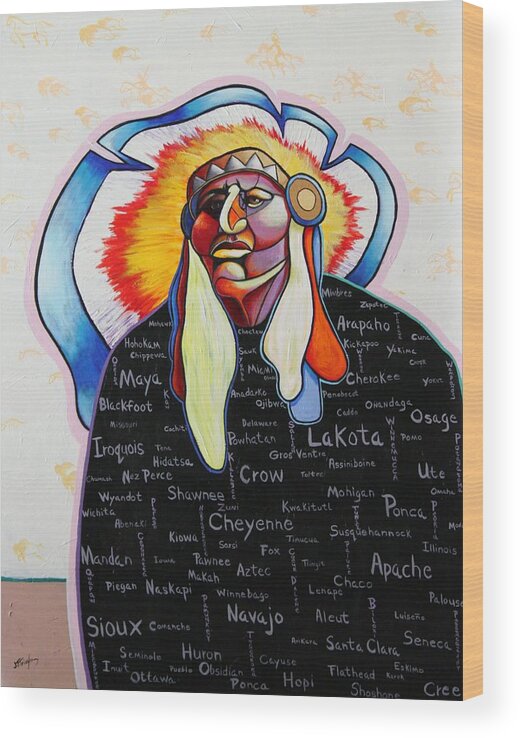 Native American Wood Print featuring the painting Once We Numbered in the Thousands by Joe Triano