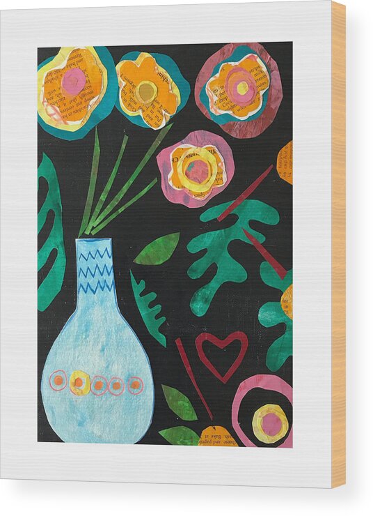 Flowers Wood Print featuring the mixed media Orange Poppies by Julia Malakoff