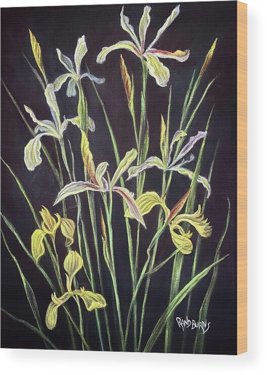 Irises Wood Print featuring the painting Out of the Darkness by Rand Burns