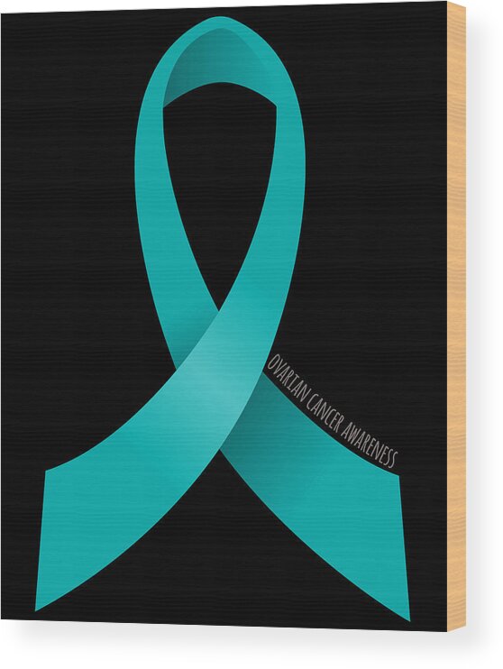 Awareness Wood Print featuring the digital art Ovarian Cancer Awareness Ribbon by Flippin Sweet Gear