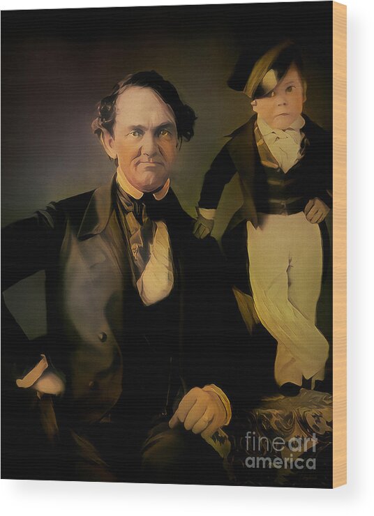 Wingsdomain Wood Print featuring the photograph P T Barnum Worlds Greatest Showman and General Tom Thumb 20210325 v2 by Wingsdomain Art and Photography