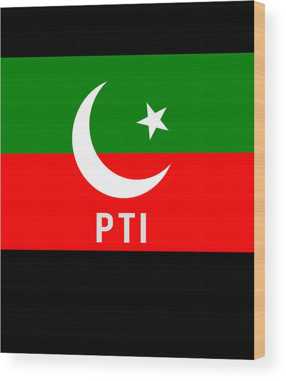 Funny Wood Print featuring the digital art Pakistan PTI Party Flag by Flippin Sweet Gear