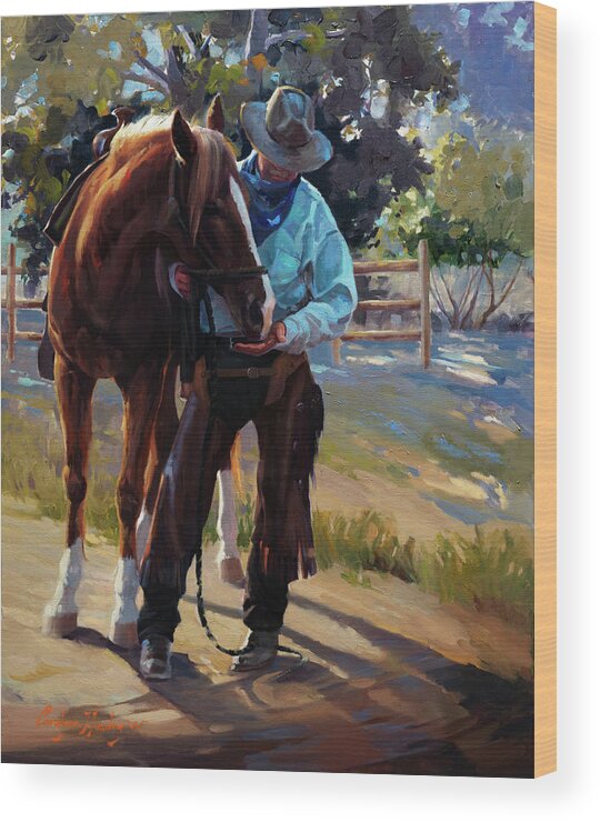 Western Art Wood Print featuring the painting Partners by Carolyne Hawley