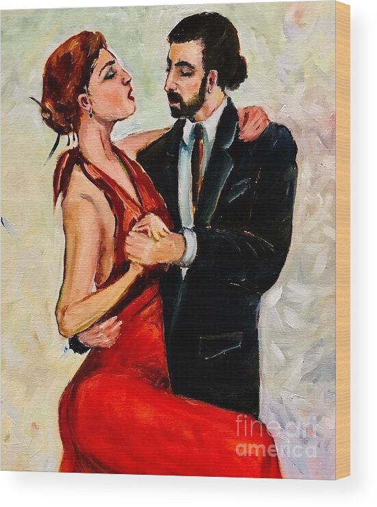 Tango Wood Print featuring the painting Passionate tango by Lana Sylber