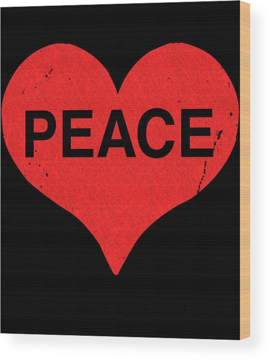 Funny Wood Print featuring the digital art Peace And Love by Flippin Sweet Gear