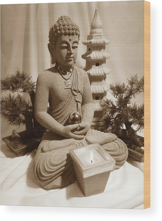 Buddha Wood Print featuring the photograph Peace by Gigi Dequanne