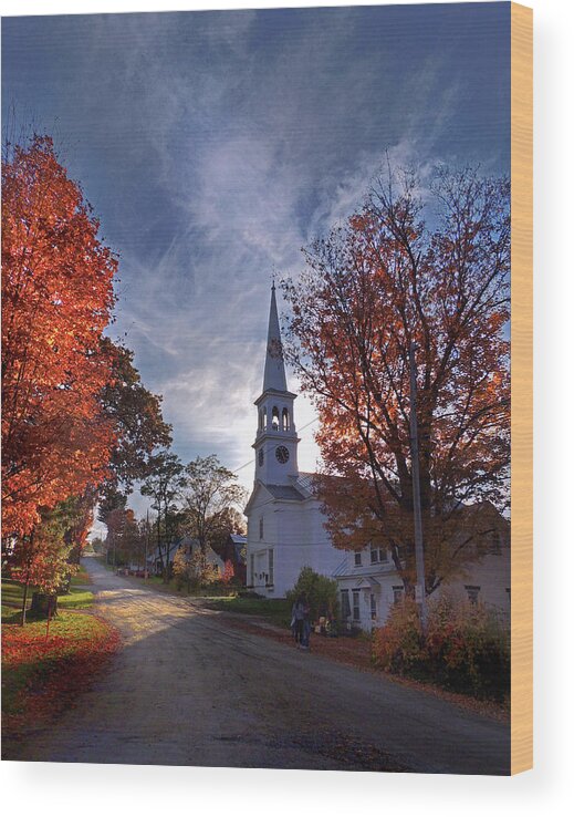Peacham Vermont Wood Print featuring the photograph Peacham Vermont Congregational Church by Nancy Griswold