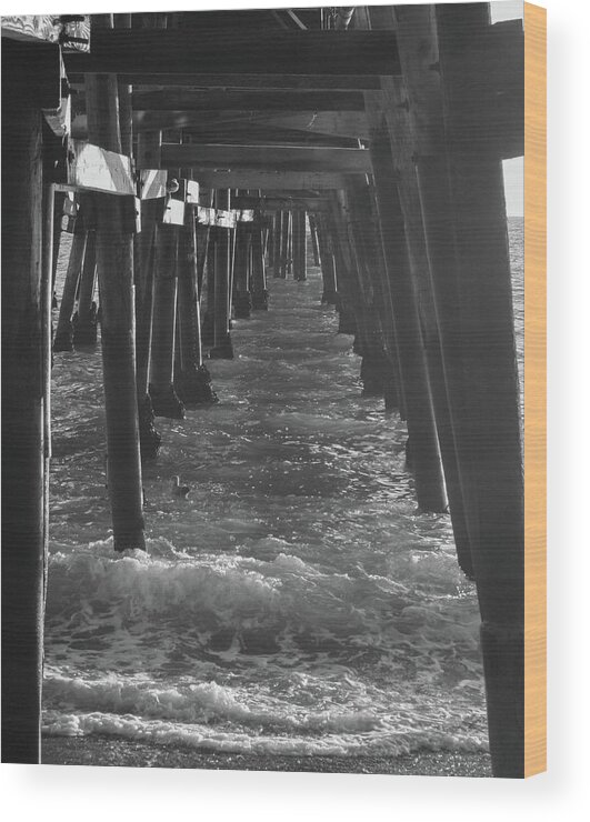 Beach Wood Print featuring the photograph Pier by Tony Spencer