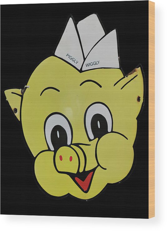 Piggly Wiggly Wood Print featuring the photograph Piggly Wiggly vintage sign by Flees Photos