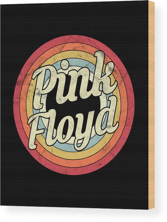 Pink Floyd Wood Print featuring the digital art Pink Floyd - Retro Style by Notorious Artist