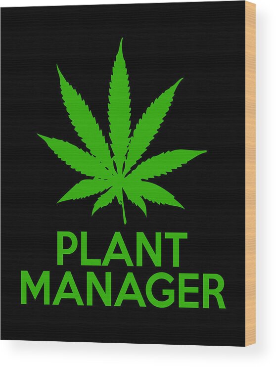 Sarcastic Wood Print featuring the digital art Plant Manager Weed Pot Cannabis by Flippin Sweet Gear