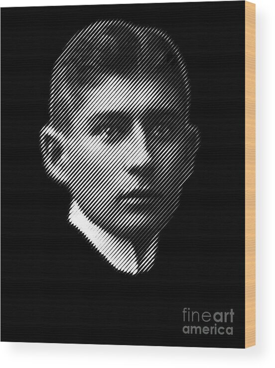 Sophisticated Wood Print featuring the digital art Portrait of a writer Franz Kafka  by Cu Biz