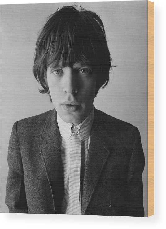Music Wood Print featuring the photograph Portrait of a Young Mick Jagger by David Bailey