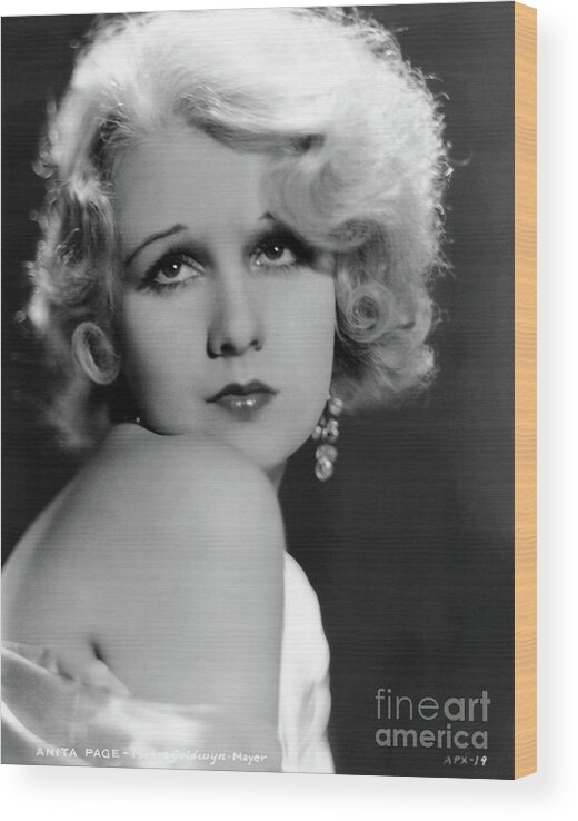 Anita Page Wood Print featuring the photograph Portrait of Anita Page by Sad Hill - Bizarre Los Angeles Archive