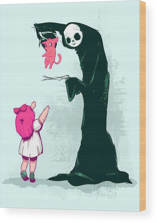 Grim Reaper Wood Print featuring the drawing Present by Ludwig Van Bacon