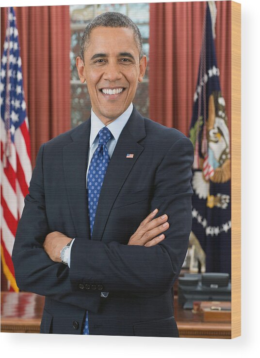 Barack Obama Wood Print featuring the photograph President Barack Obama Portrait - 2012 by War Is Hell Store