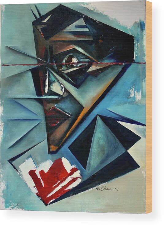James Baldwin Wood Print featuring the painting Pronounce The See / A Portrait of James Baldwin by Martel Chapman