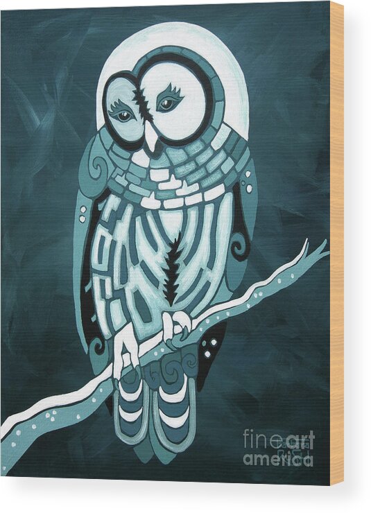 Barred Owl Art Wood Print featuring the painting Purity in the Moonlight by Barbara Rush