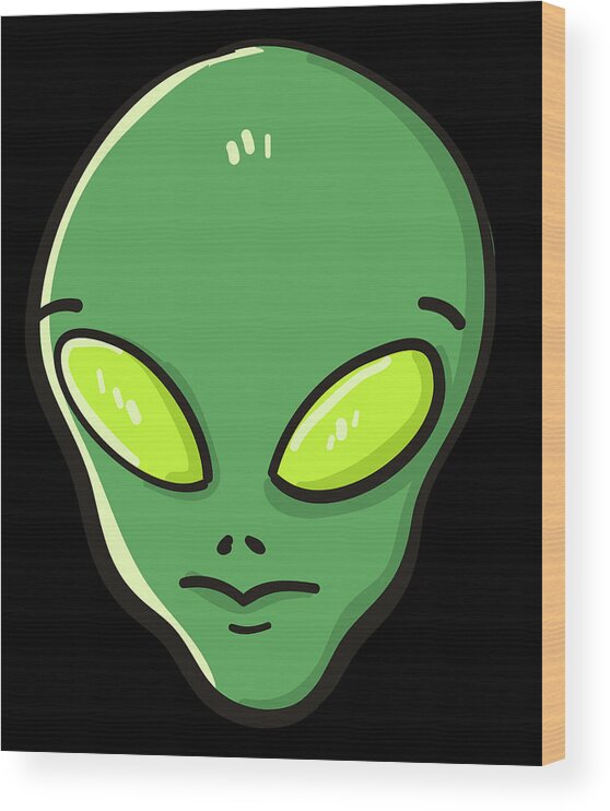 Aliens Wood Print featuring the digital art Raid Area 51 Alien Head by Flippin Sweet Gear