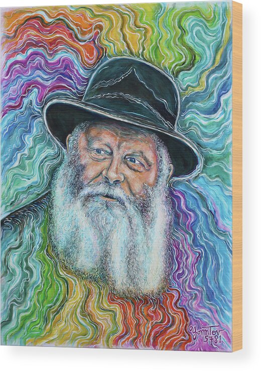 Rabbi Wood Print featuring the painting Rainbow Rebbe by Yom Tov Blumenthal