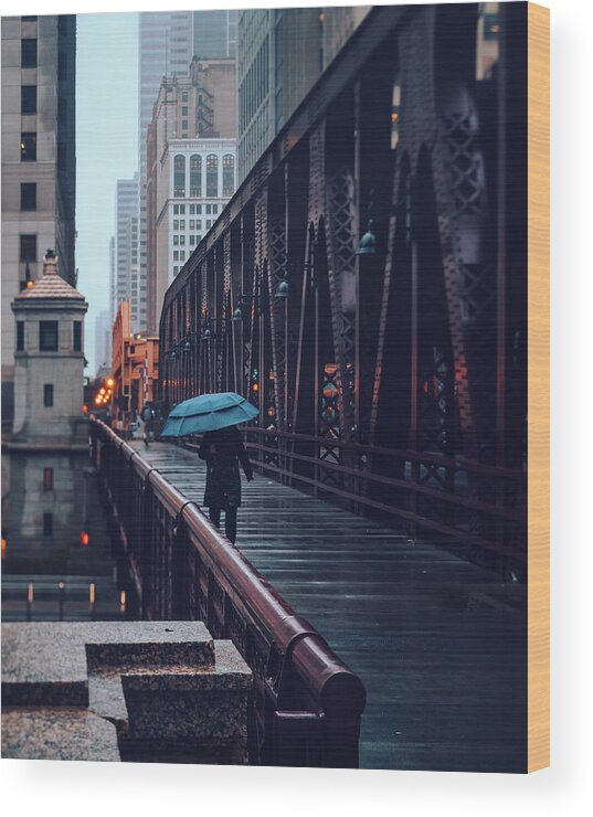 Chicago Wood Print featuring the photograph Rainy Moody Chicago by Nisah Cheatham