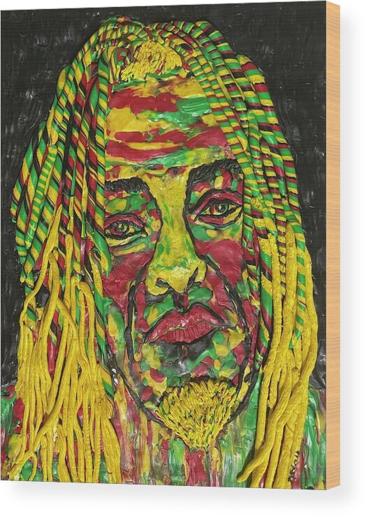 Polymer Clay Wood Print featuring the mixed media Rastamon by Deborah Stanley