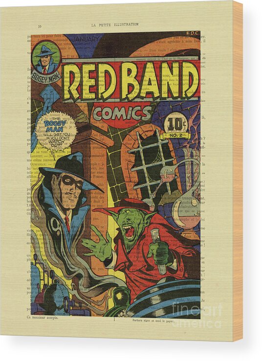 Comic Wood Print featuring the digital art Red Band Comics Cover by Madame Memento