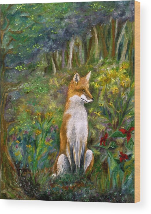 Flowers Wood Print featuring the painting Red Fox by FT McKinstry