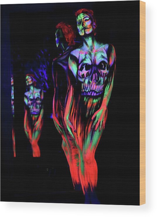Bodypaint Wood Print featuring the photograph Release Me by Angela Rene Roberts and Cully Firmin
