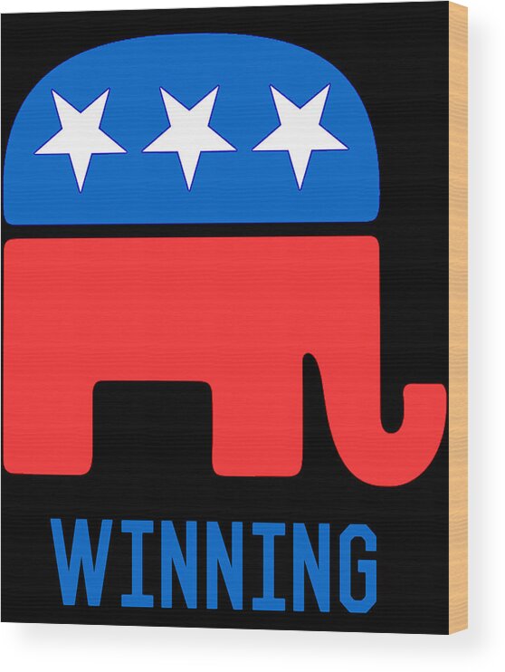 Cool Wood Print featuring the digital art Republican GOP Elephant Winning by Flippin Sweet Gear