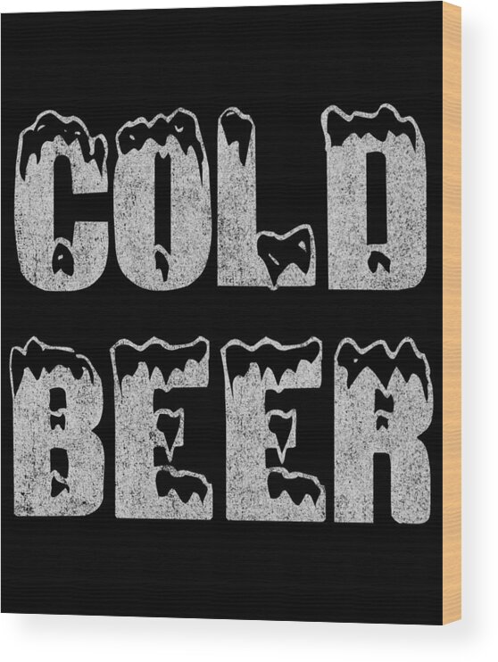 Funny Wood Print featuring the digital art Retro Cold Beer by Flippin Sweet Gear