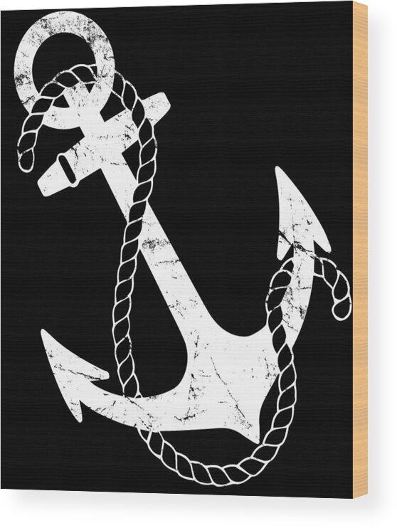 Funny Wood Print featuring the digital art Retro Nautical Anchor by Flippin Sweet Gear
