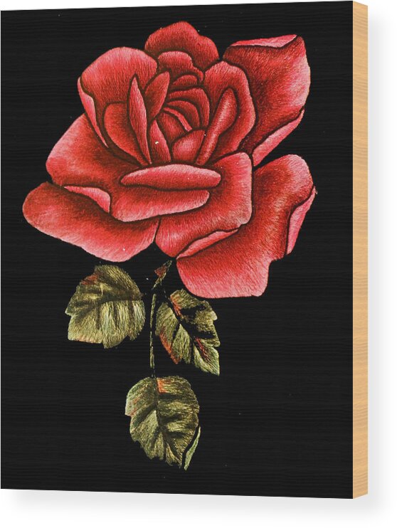 Funny Wood Print featuring the digital art Retro Rose by Flippin Sweet Gear