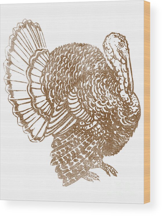 Thanksgiving 2023 Wood Print featuring the digital art Retro Turkey by Flippin Sweet Gear