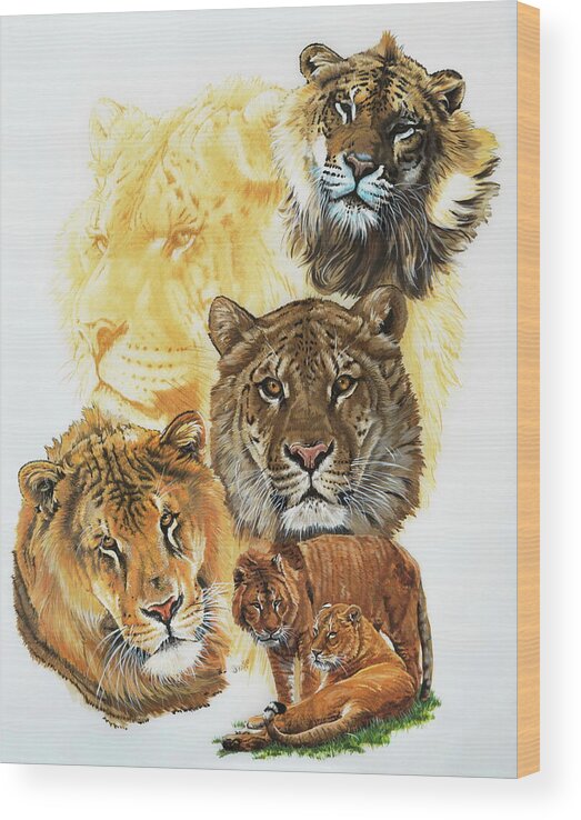 Liger Wood Print featuring the mixed media Ritzy by Barbara Keith