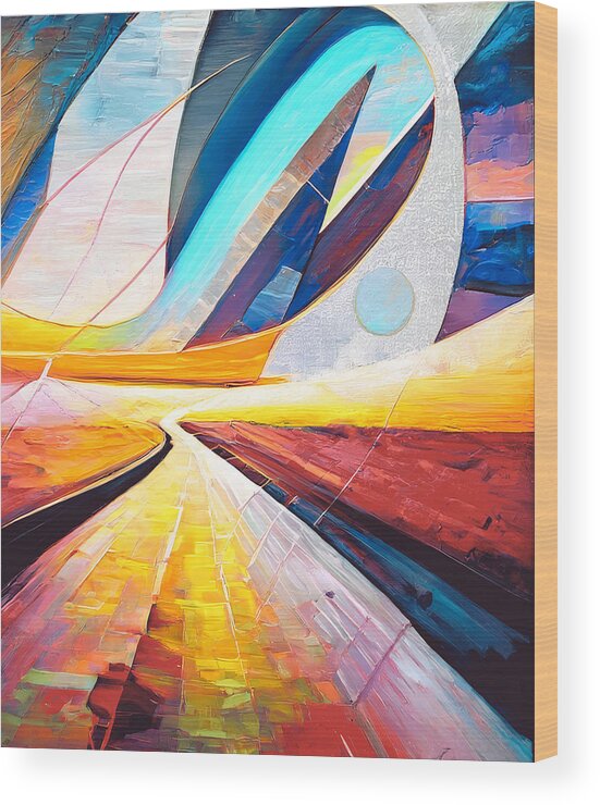 Arrow Wood Print featuring the painting Road To Success by Mounir Khalfouf