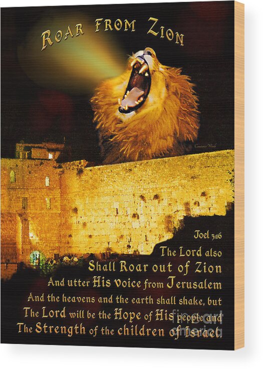 Lion Wood Print featuring the painting Roar From Zion by Constance Woods