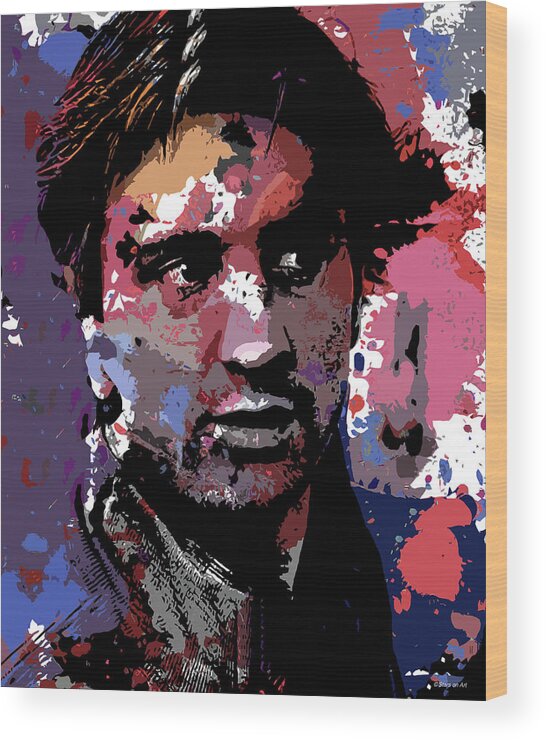 Robert Wood Print featuring the digital art Robert DeNiro psychedelic portrait by Movie World Posters