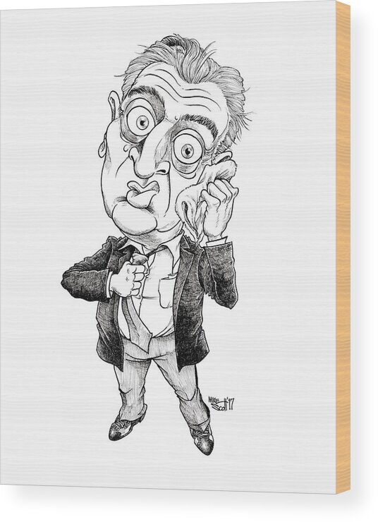 Caricature Wood Print featuring the drawing Rodney Dangerfield by Mike Scott