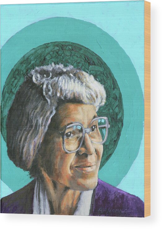 Rosa Parks Wood Print featuring the painting Rosa Parks by John Lautermilch